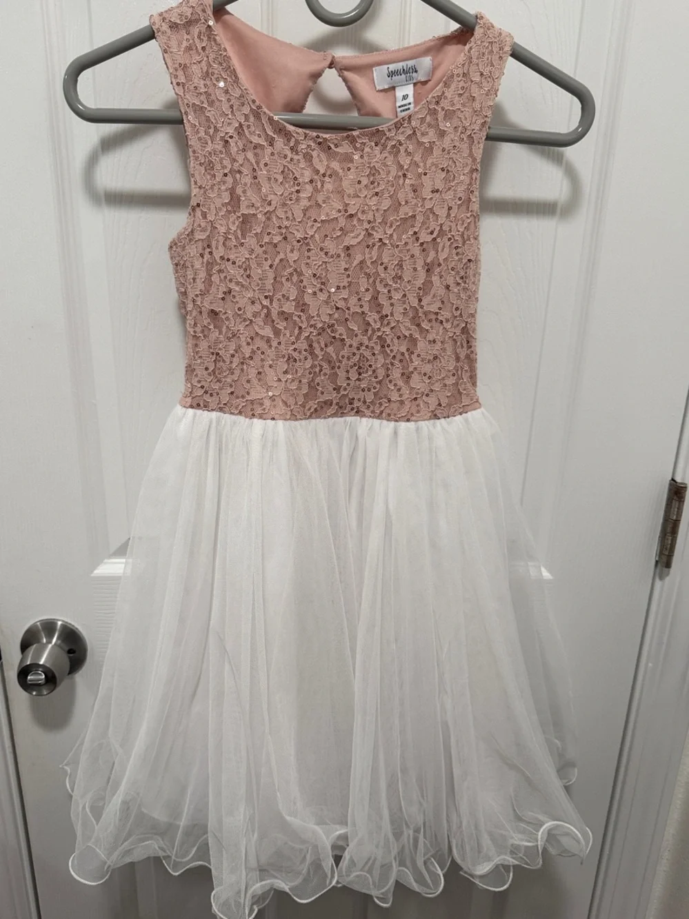 Speechless Girls Pink Lace Bodice White Tulle Party Dress size 10